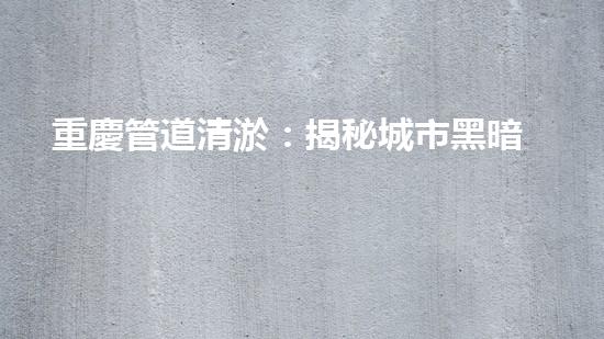 重慶管道清淤：揭秘城市黑暗角落，隱藏著怎樣的秘密？